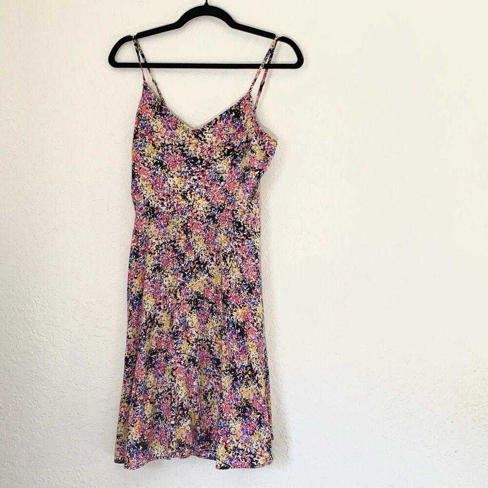GAP Sundress Women S Pink Yellow Abstract Floral Smockedβ Spaghetti Straps Artsy